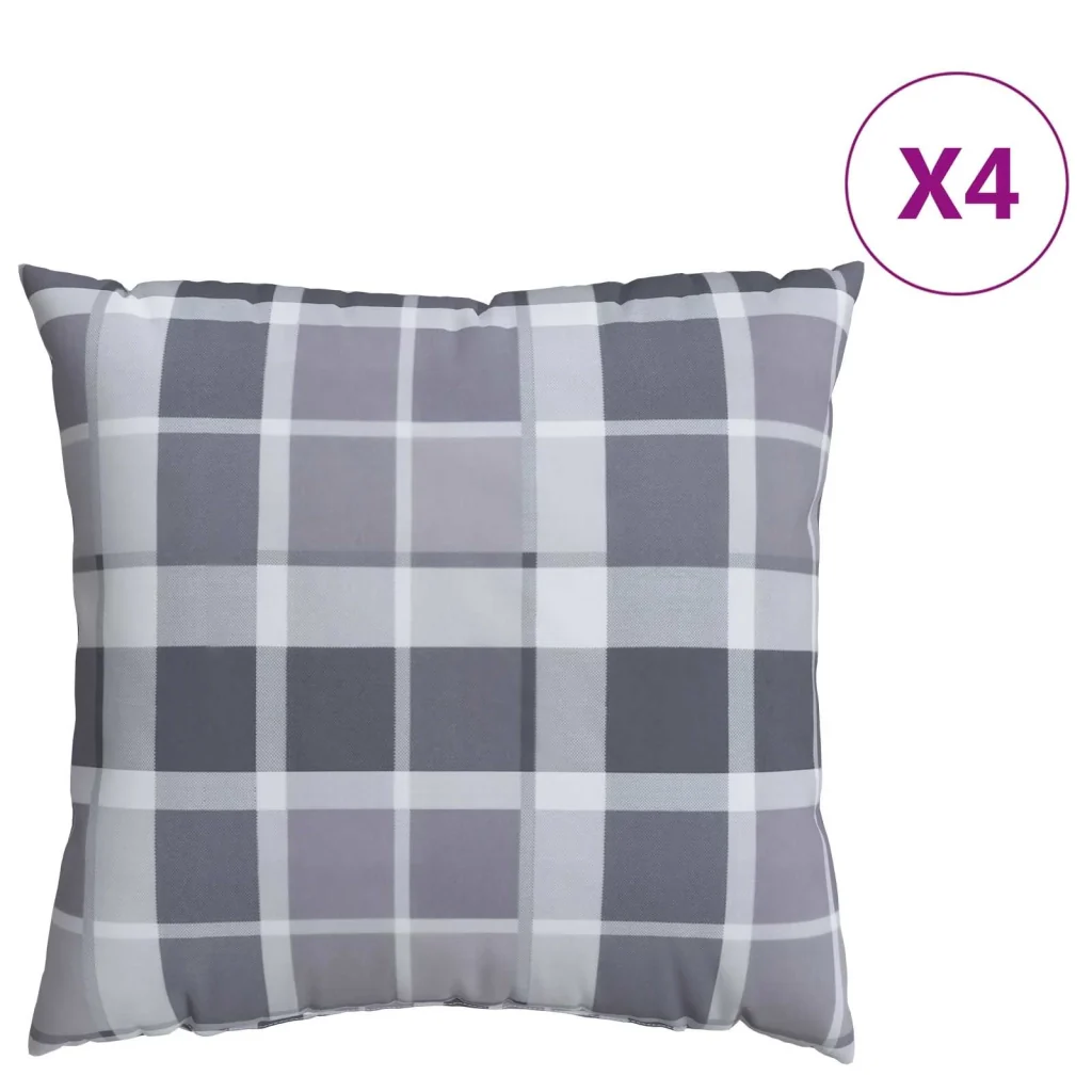 Cuscino da Esterno 4 pcs Grigio a quadri 40 x 40 cm Tessuto 377754 - Image 3