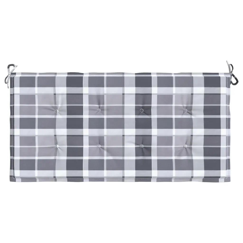 Cuscino Panca da Giardino a Quadri Grigi 100x50x3 cm in Tessuto cod mxl 68012 - Image 3