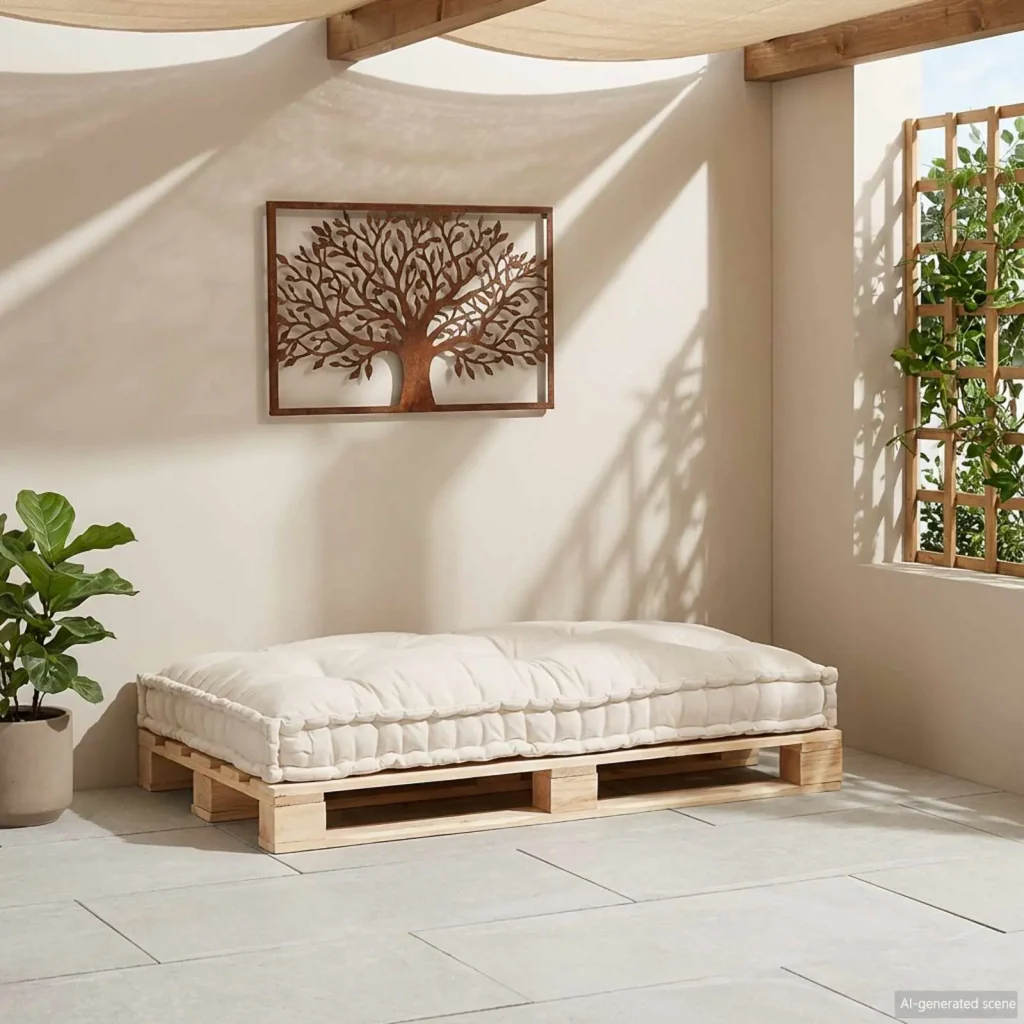 Cuscino per Divano Pallet Crema 120 x 80 x 12 cm Tessuto 4019082 - Image 3