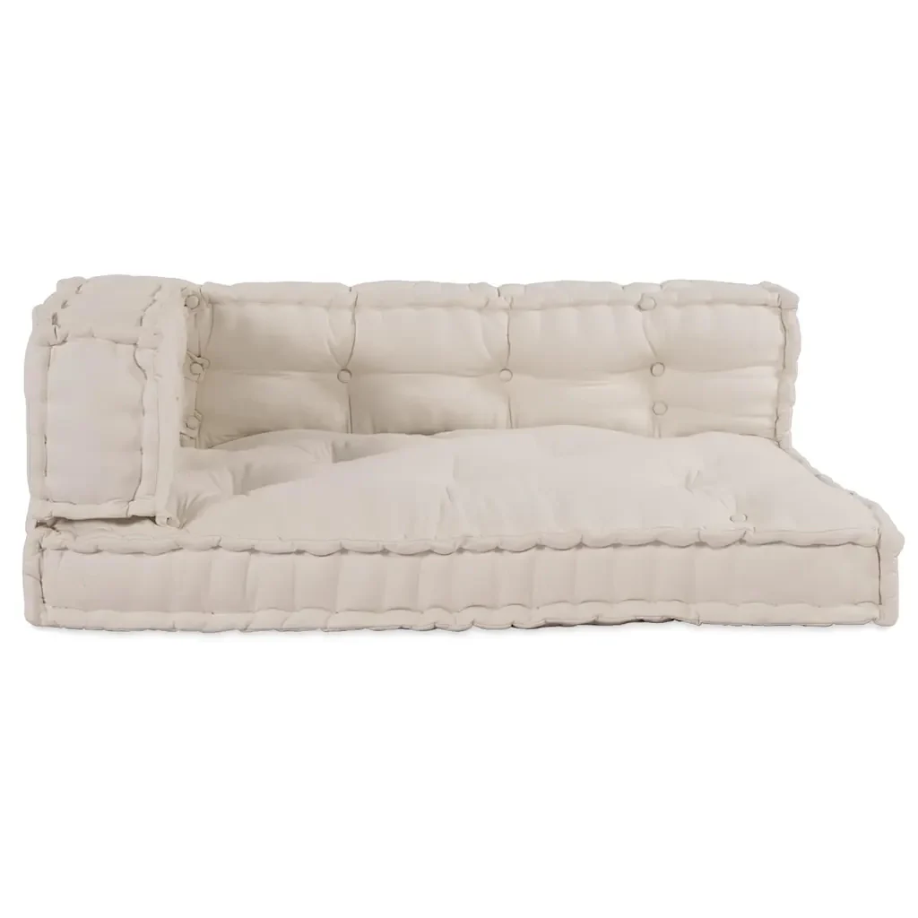 Cuscino per Divano Pallet 3 pcs Crema 120 x 80 x 34 cm Tessuto 4019080 - Image 2