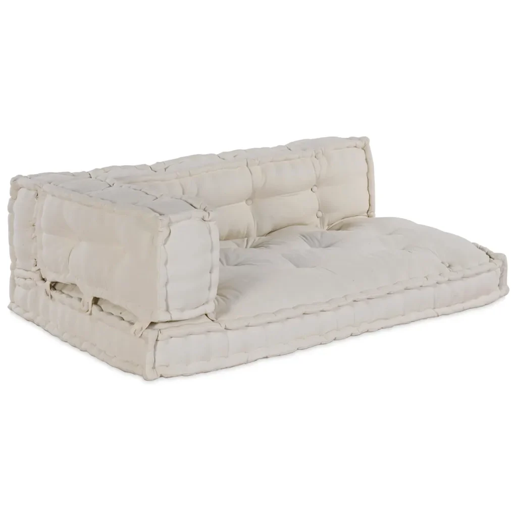 Cuscino per Divano Pallet 3 pcs Crema 120 x 80 x 34 cm Tessuto 4019080 - Image 5