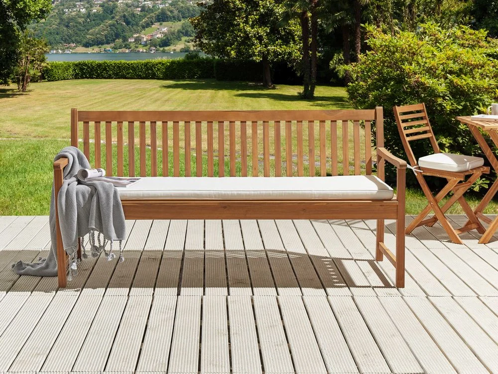 Cuscino per panca da Giardino in Poliestere bianco 160 cm resistente all'acqua 169 x 50 cm Giardino - Image 4