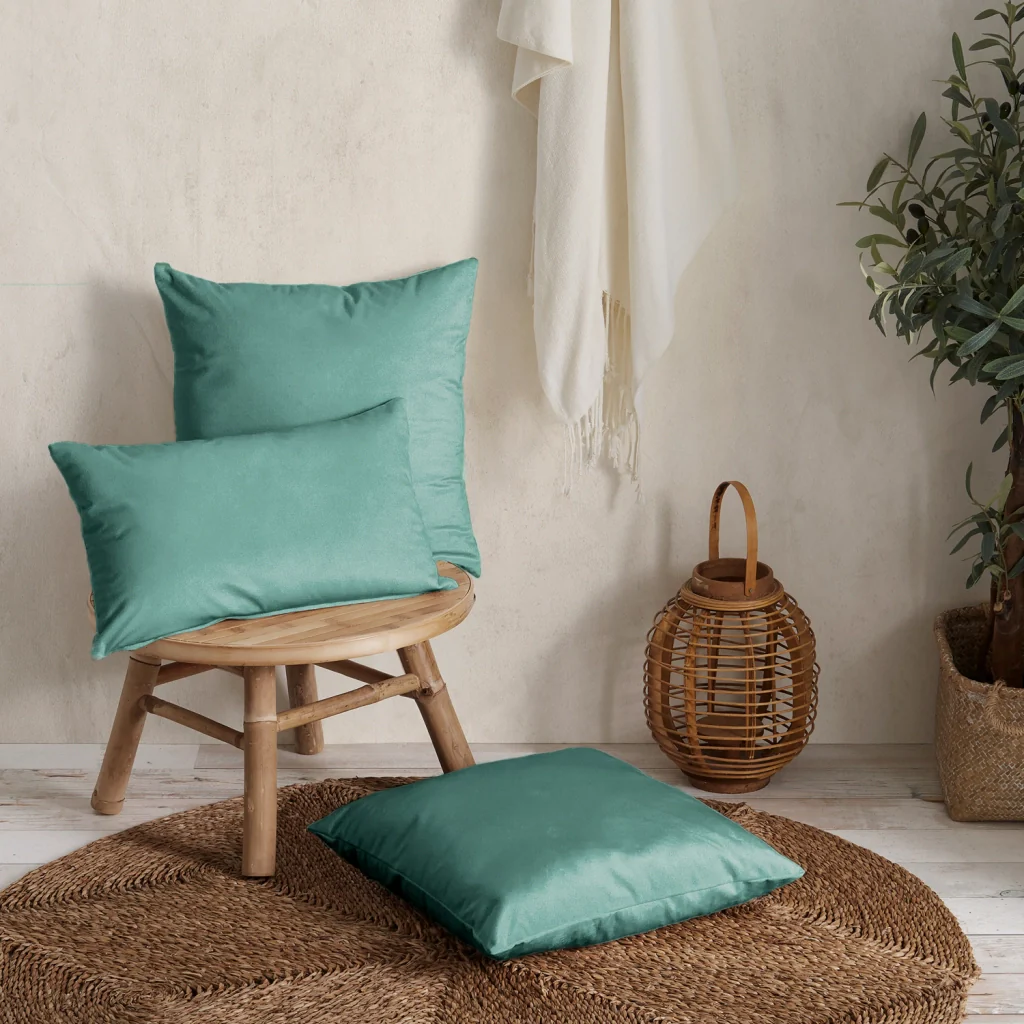 Cuscino quadrato velluto verde 45x45 cm - NAURU - Image 3