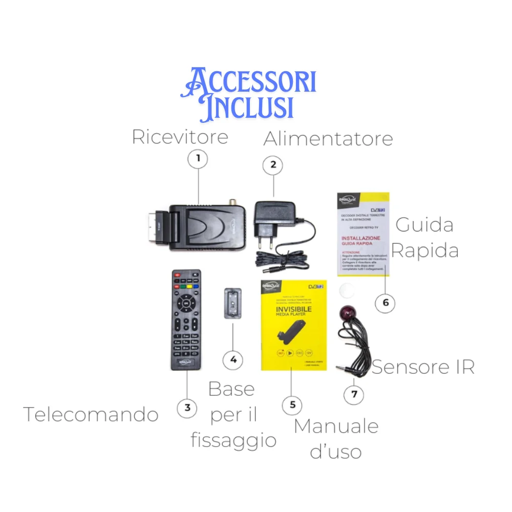 Digiquest decoder invisibile dvb-t2 full hd hdmi scart hd con telecomando nero - Image 6