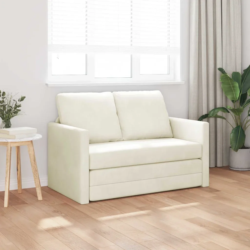 Divano letto Crema 204 x 122 x 60 cm Velluto 42007952 - Image 3