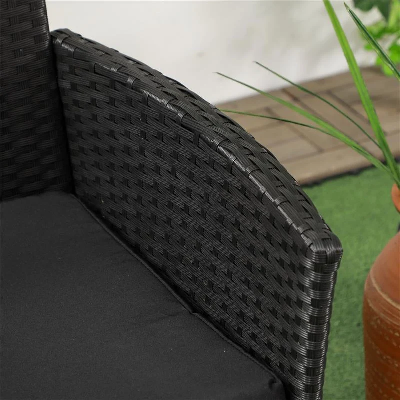 DIVANETTO PER ESTERNI 2 POSTI CON TAVOLINO DA CAFFÈ IN ACCIAIO E RATTAN PE 137X59X82 CM NERO - Image 8