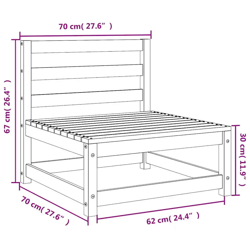 Divani Centrali da Giardino 2pz Ambra in Legno Massello di Pino 805688 - Image 10