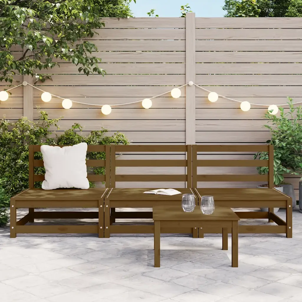 Divani Centrali da Giardino 3 pz Marrone Miele Massello di Pino cod mxl 39528 - Image 2