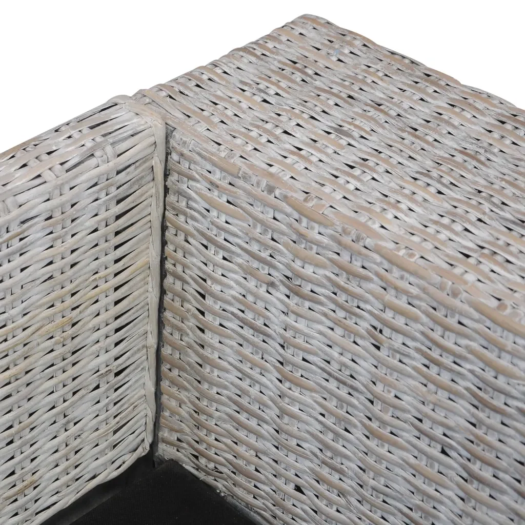 Divano a 3 Posti con Cuscini Grigio in Rattan Naturale 283071 - Image 5
