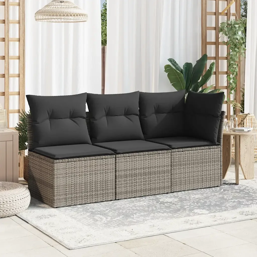 Divano Angolare da Giardino con Cuscini Grigio in Polyrattan 366113 - Image 3