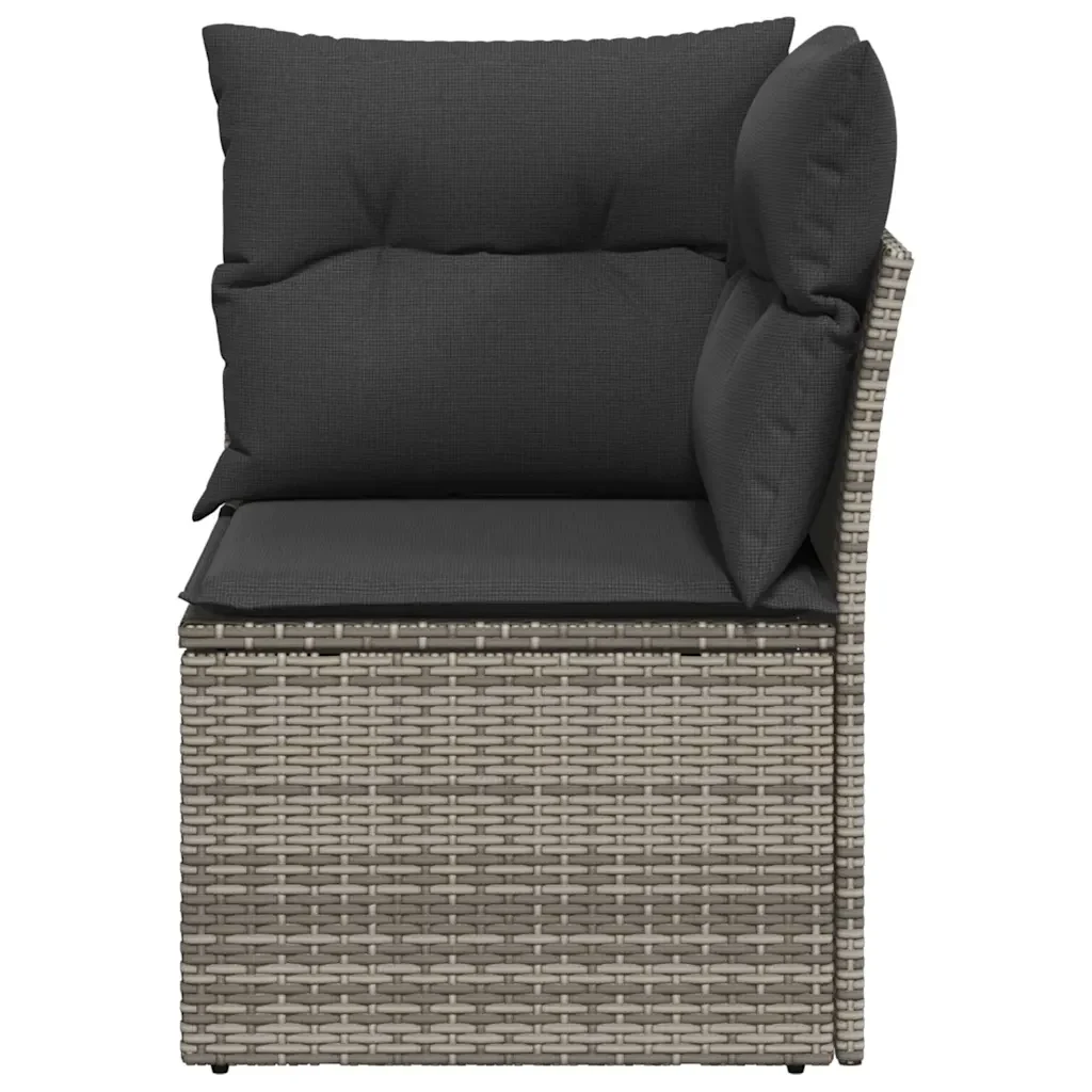 Divano Angolare da Giardino con Cuscini Grigio in Polyrattan 366113 - Image 4