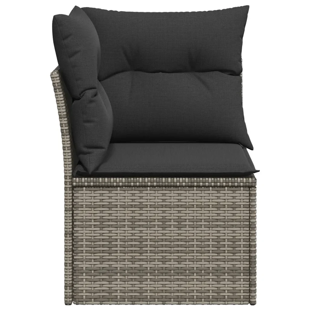 Divano Angolare da Giardino con Cuscini Grigio in Polyrattan 366113 - Image 5