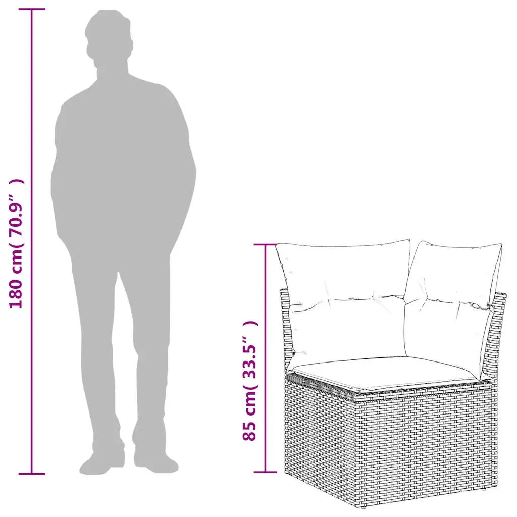 Divano Angolare da Giardino con Cuscini Grigio in Polyrattan 366113 - Image 8