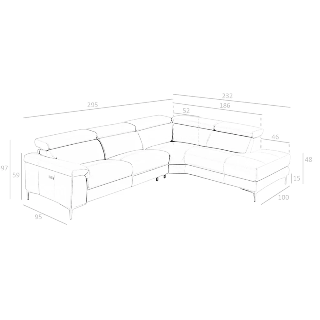 Divano relax con chaise longue destra in pelle grigio scuro - Image 9