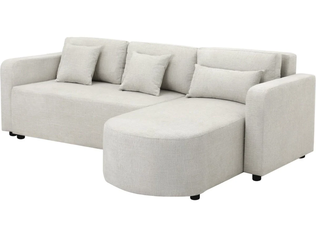Divano angolare trasformabile/reversibile in tessuto "Charles" - 3 posti - Beige
