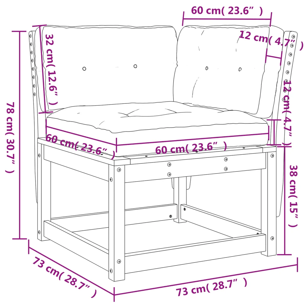 Divano Angolo Giardino Cuscini 73x73x78 Legno Massello Douglas - Image 10