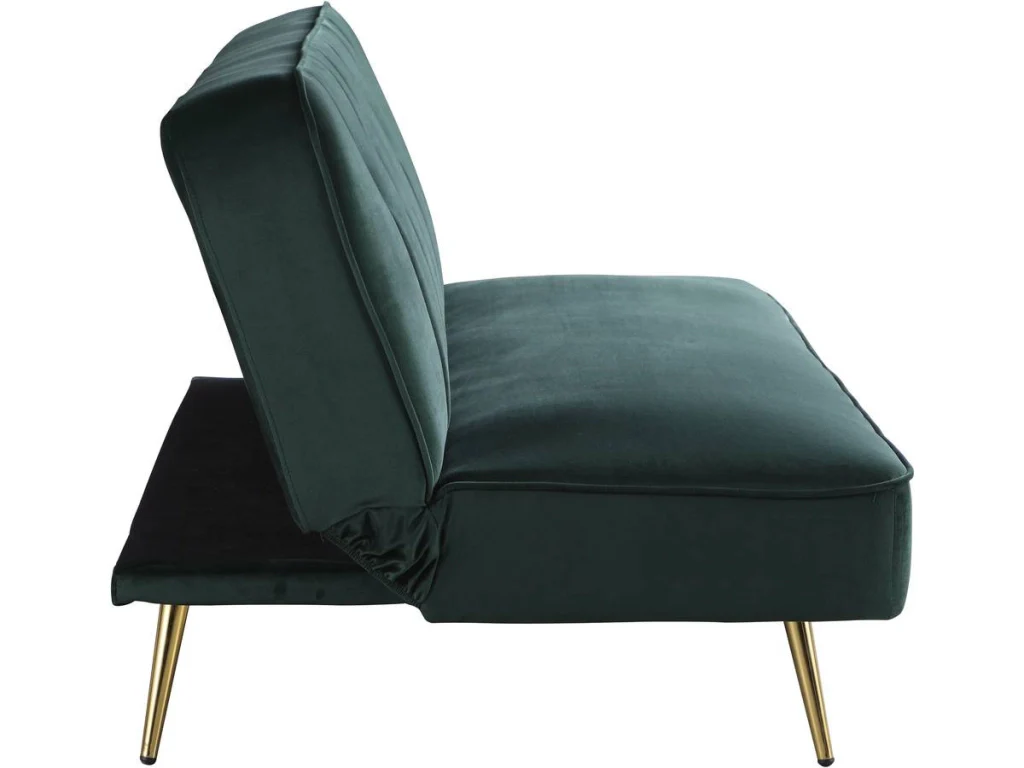 Divano Clic Clac in velluto "James" - 180 x 83 x 75 cm - 3 posti a sedere - Verde scuro - Image 3