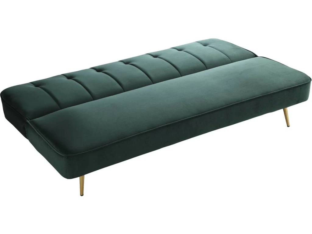 Divano Clic Clac in velluto "James" - 180 x 83 x 75 cm - 3 posti a sedere - Verde scuro - Image 4