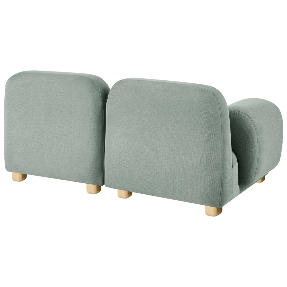 Divano componibile a 2 posti in tessuto due elementi angolari con poggiapiedi gambe in legno verde chiaro stile moderno - Image 3