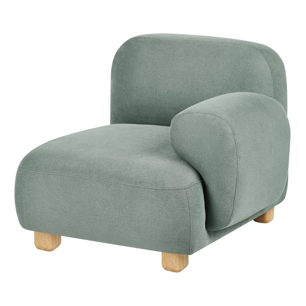Divano componibile a 2 posti in tessuto due elementi angolari con poggiapiedi gambe in legno verde chiaro stile moderno - Image 7