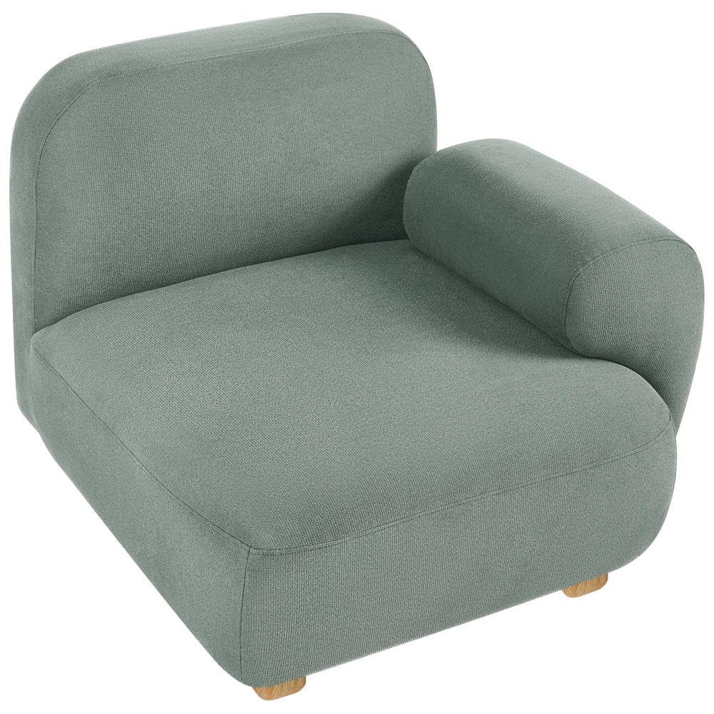 Divano componibile a 2 posti in tessuto due elementi angolari con poggiapiedi gambe in legno verde chiaro stile moderno - Image 8