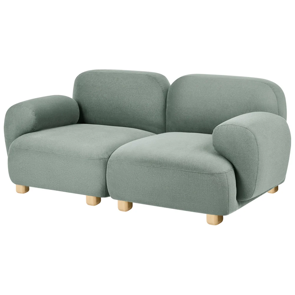 Divano componibile a 2 posti in tessuto due moduli angolari gambe in legno verde chiaro stile moderno - Image 2