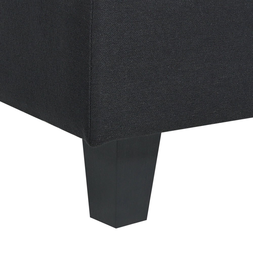 Divano componibile a 5 posti imbottito lato destro in tessuto nero con gambe nere e pouf stile moderno - Image 10