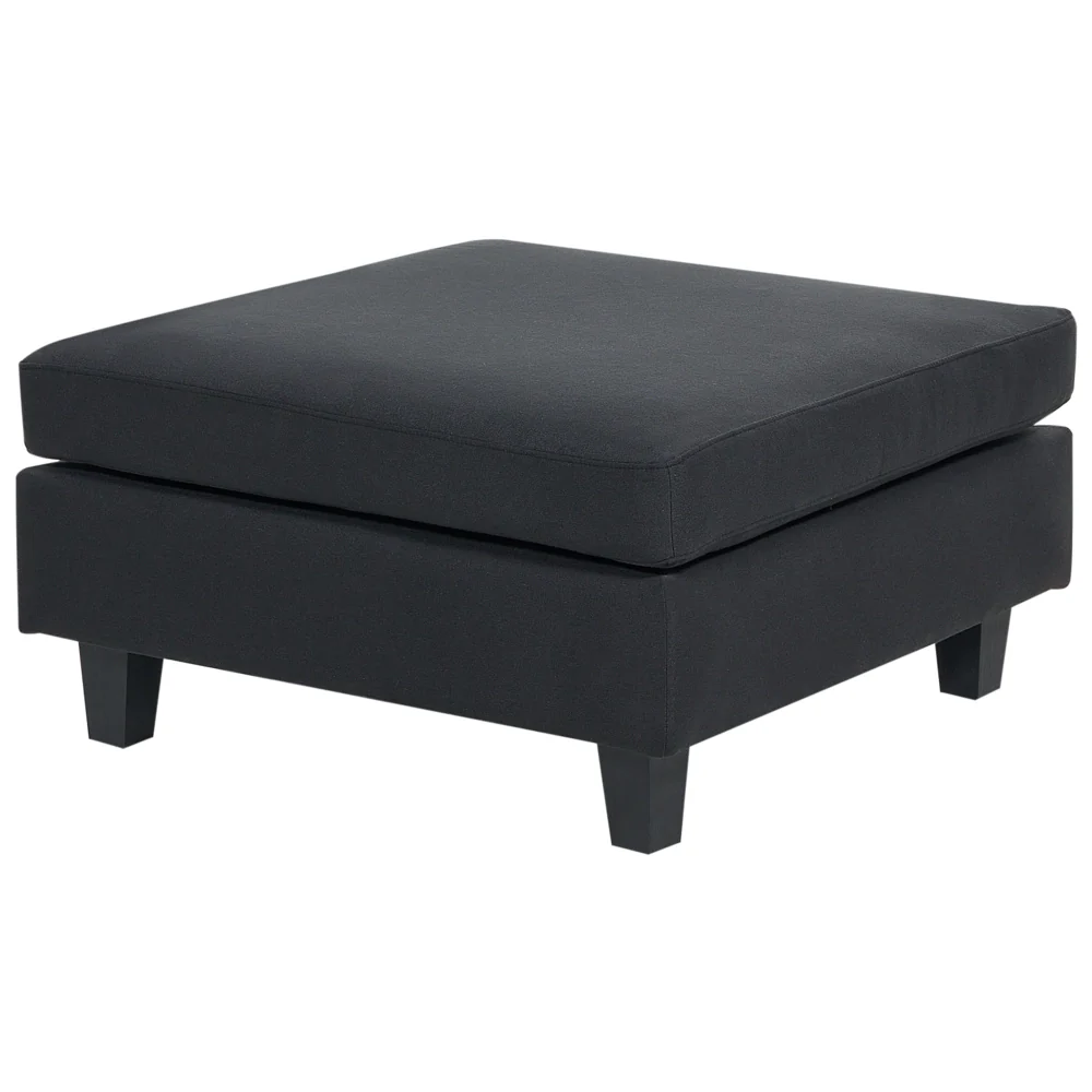 Divano componibile a 5 posti imbottito lato destro in tessuto nero con gambe nere e pouf stile moderno - Image 7
