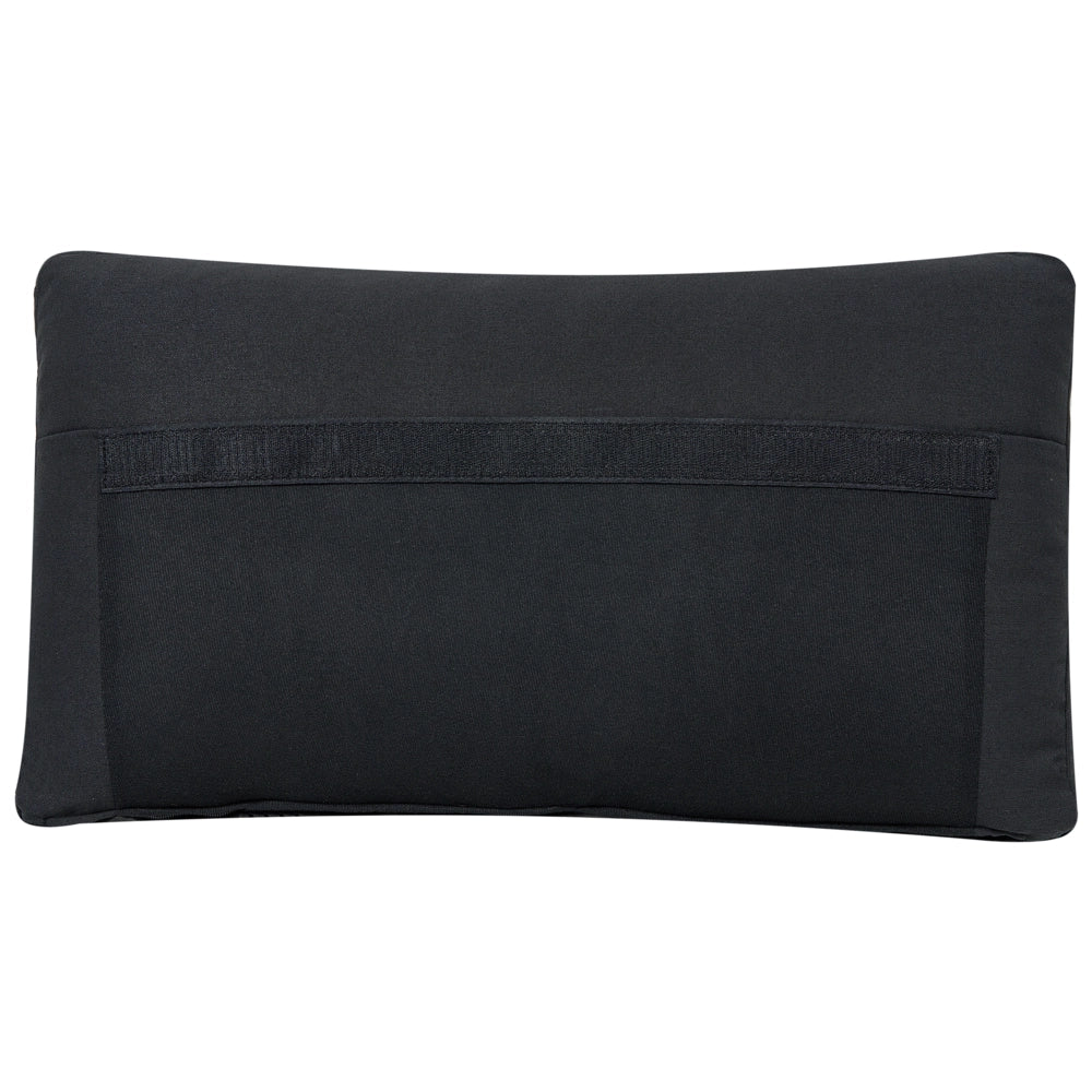 Divano componibile a 5 posti imbottito lato destro in tessuto nero con gambe nere e pouf stile moderno - Image 8