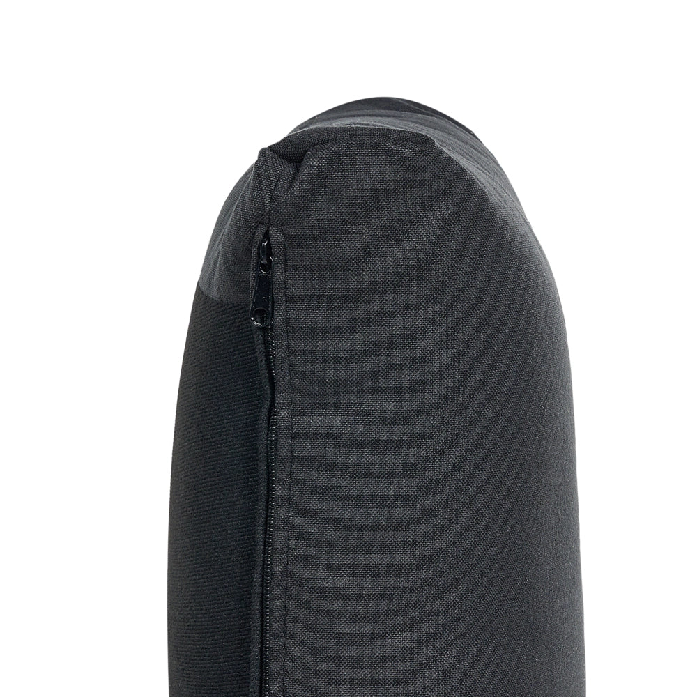 Divano componibile a 5 posti imbottito lato sinistro in tessuto nero con gambe nere e pouf stile moderno - Image 9