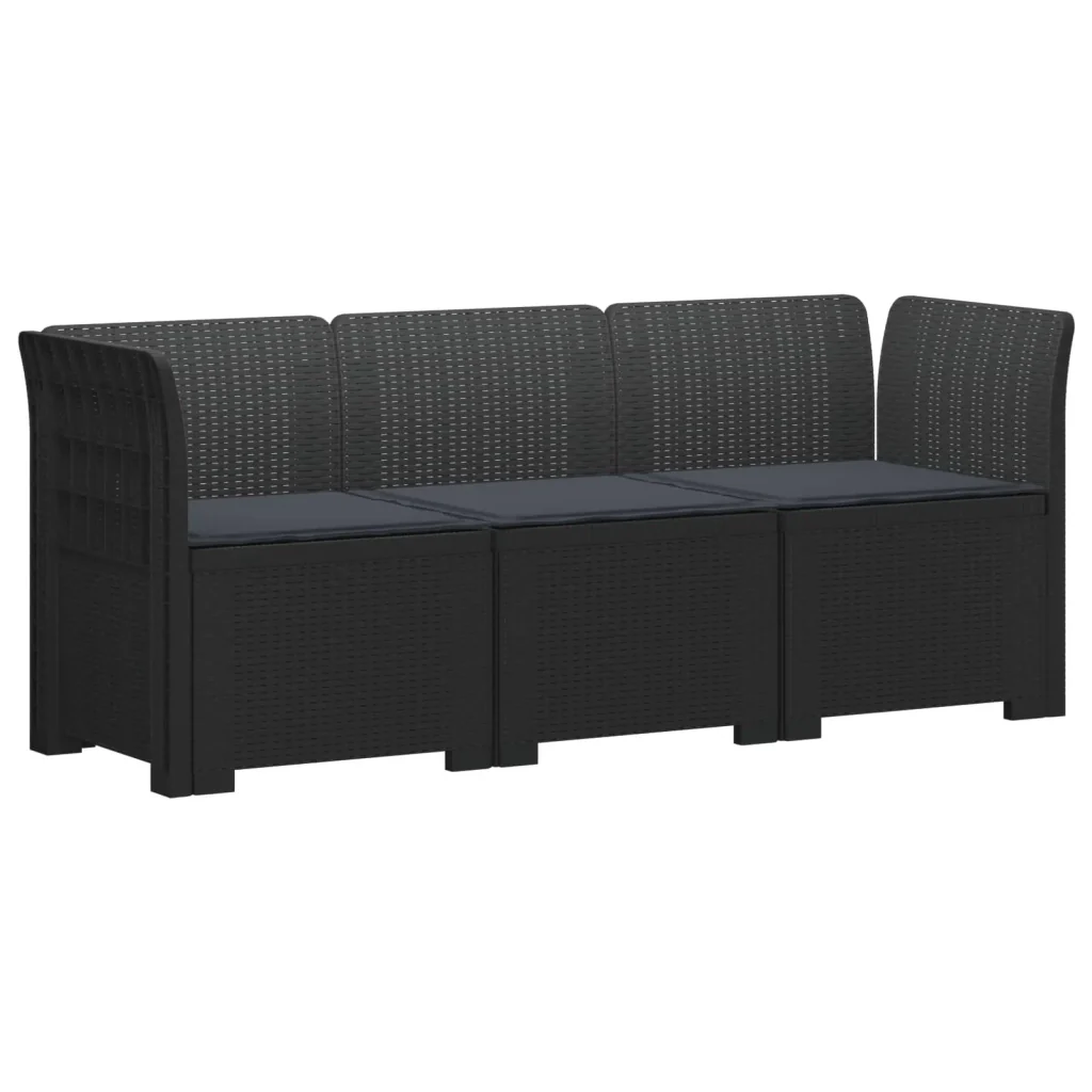 Divano da giardino 3 posti con cuscini in look rattan PP 3443821