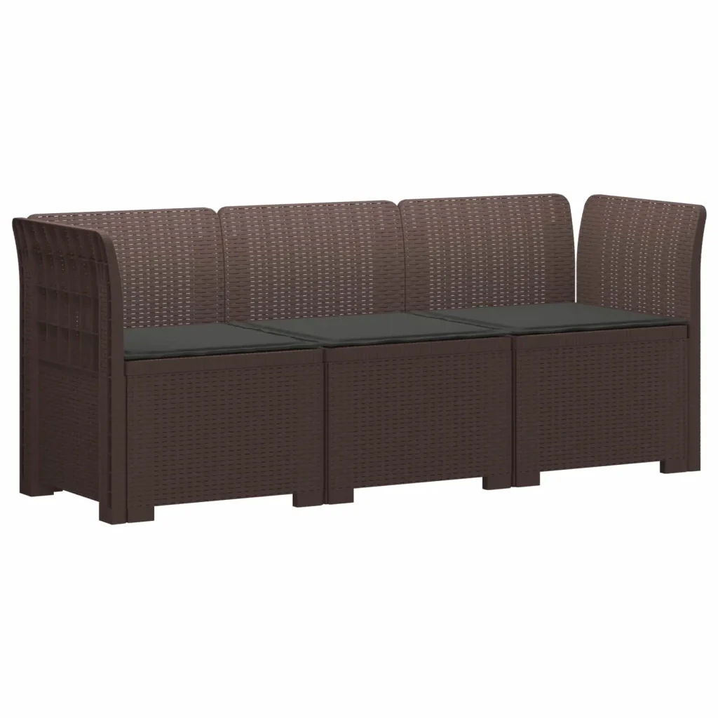 Divano da giardino 3 posti con cuscini in look rattan PP 3443823