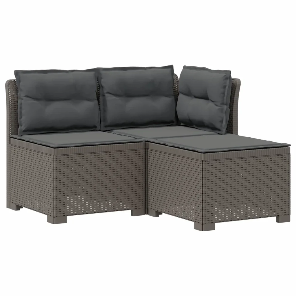 Divano da giardino 3 posti con cuscini in look rattan PP 8011917