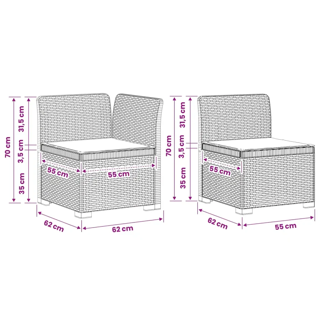 Divano da giardino 3 posti con cuscini in look rattan PP Bianco 3443829 - Image 8
