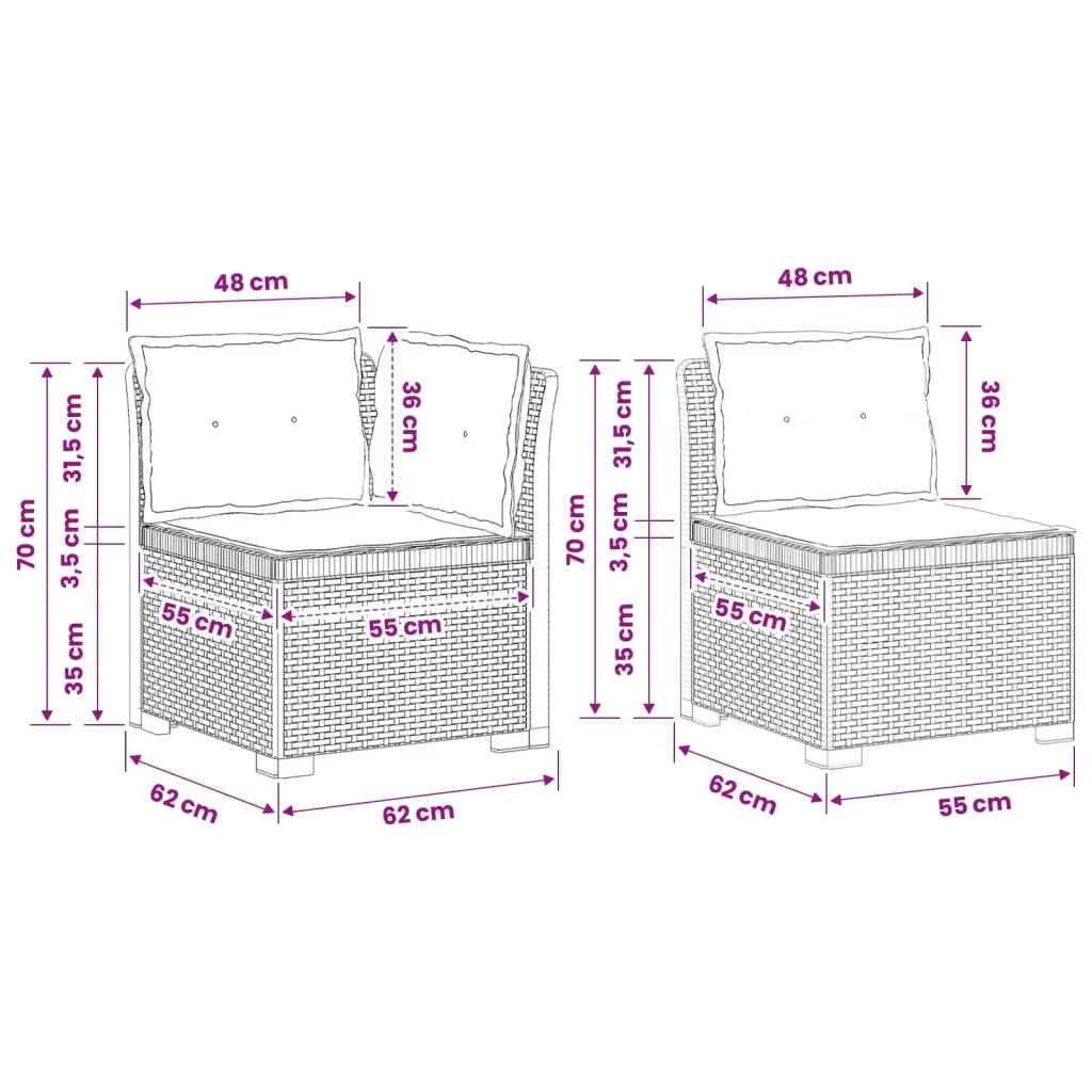 Divano da giardino 3 posti con cuscini in look rattan PP Bianco 3443844 - Image 8