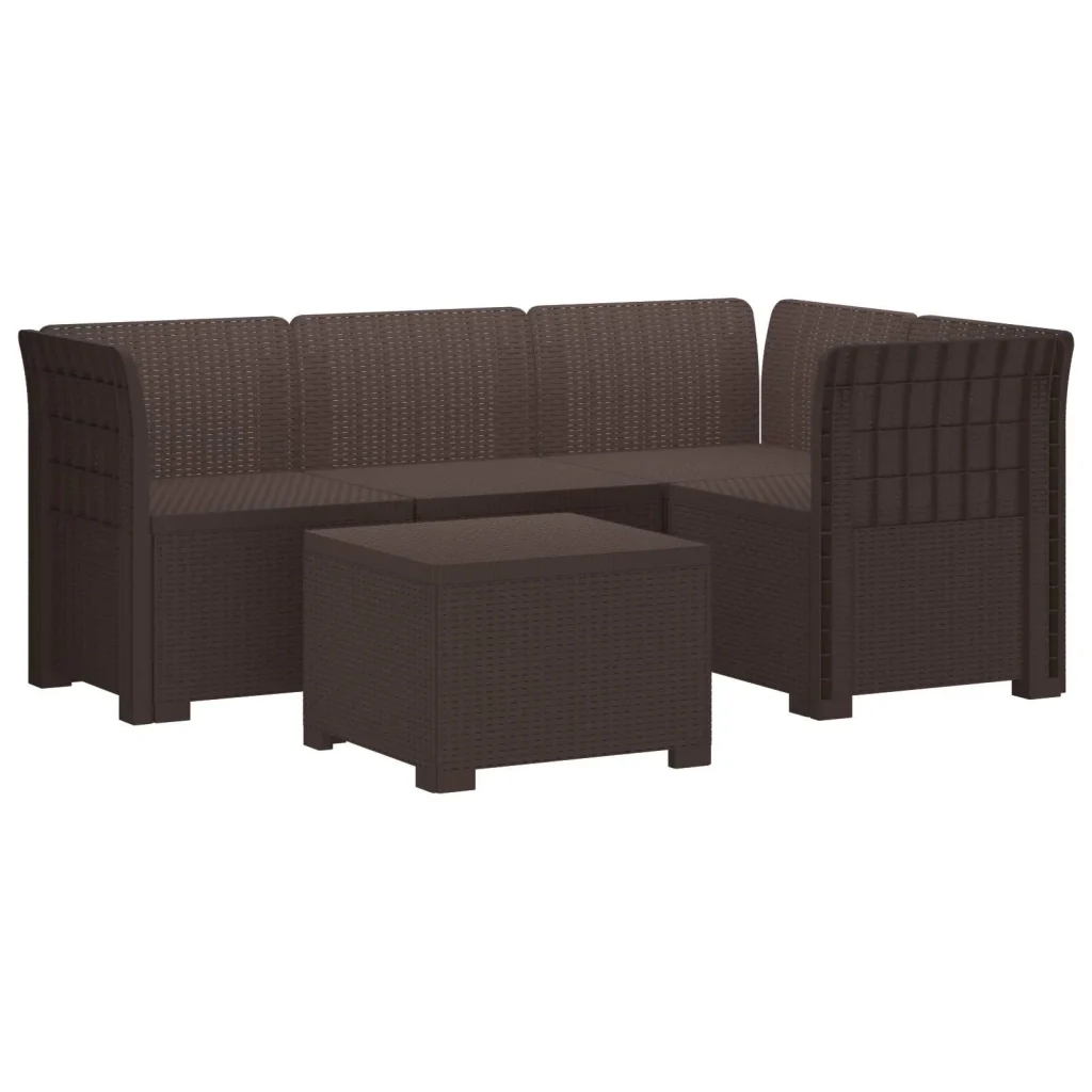 Divano da giardino 4 posti aspetto rattan PP Marrone 3443995
