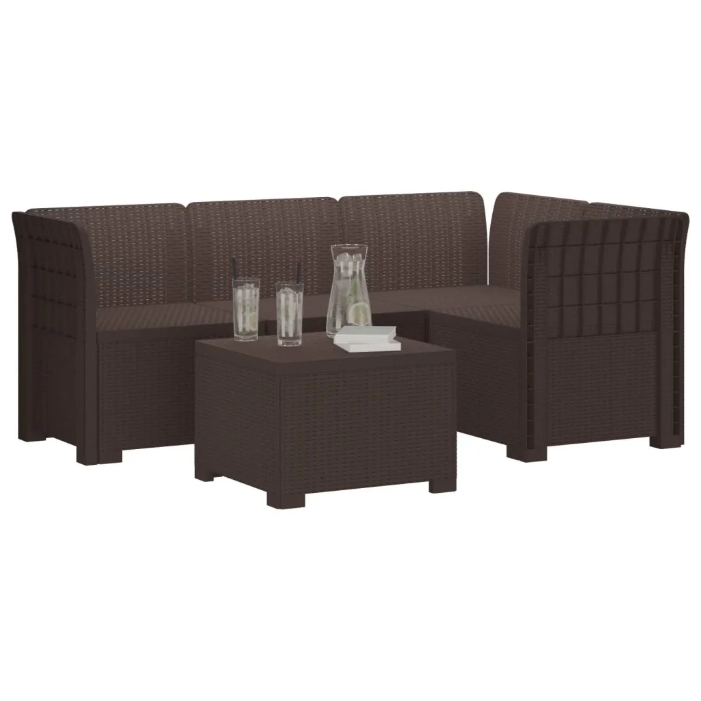 Divano da giardino 4 posti aspetto rattan PP Marrone 3443995 - Image 2