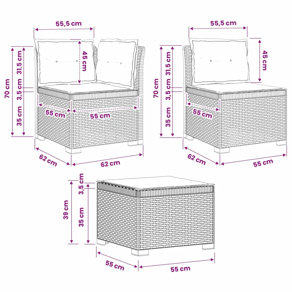 Divano da giardino 4 posti con cuscini aspetto rattan PP 3443947 - Image 6