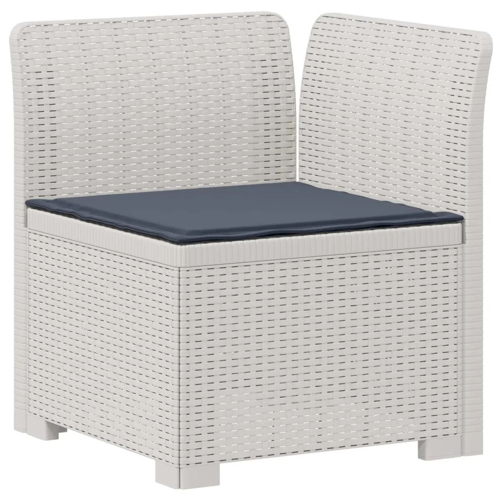 Divano da giardino 4 posti con cuscini aspetto rattan PP Bianco 3443937 - Image 2