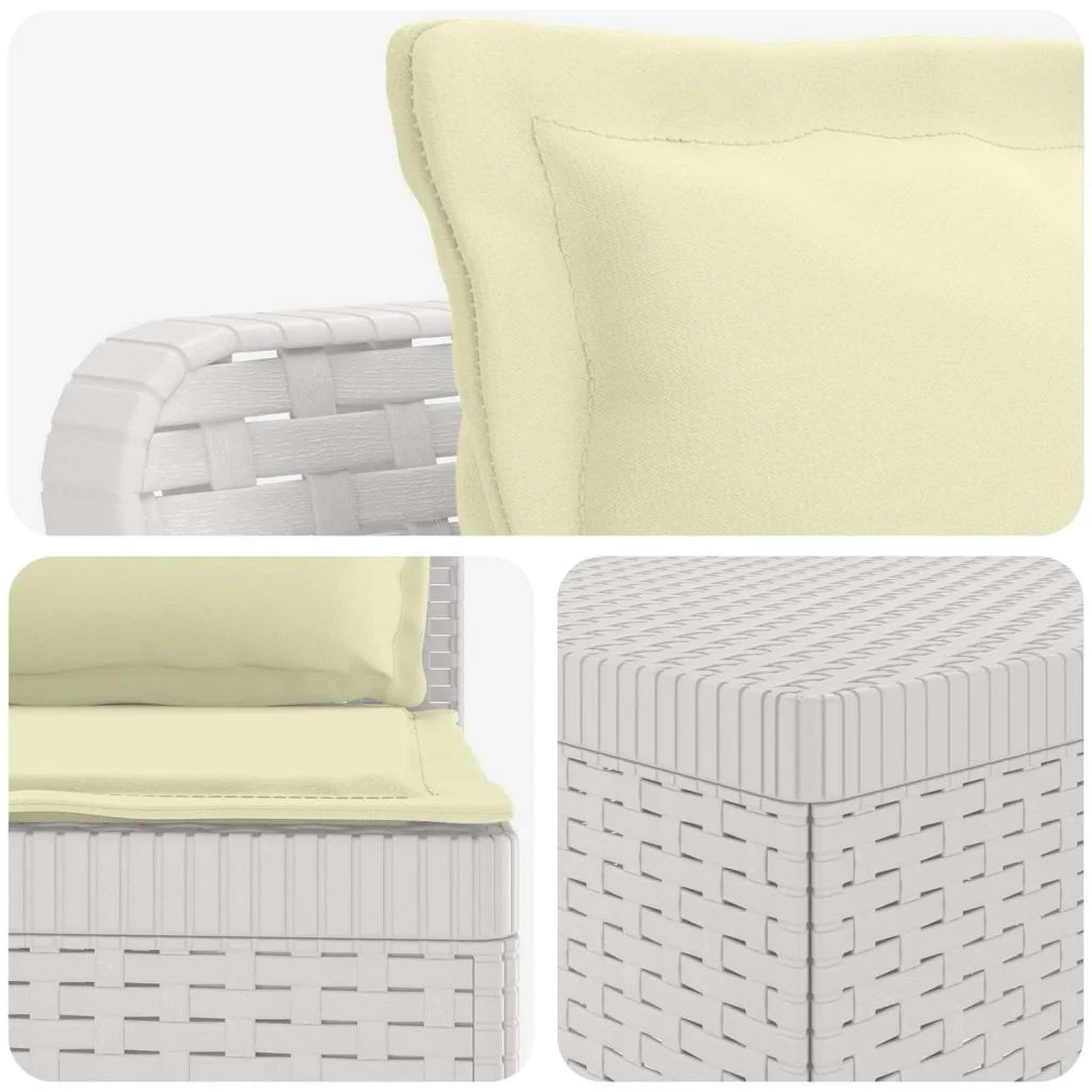 Divano da giardino 4 posti con cuscini aspetto rattan PP Bianco 3443950 - Image 2