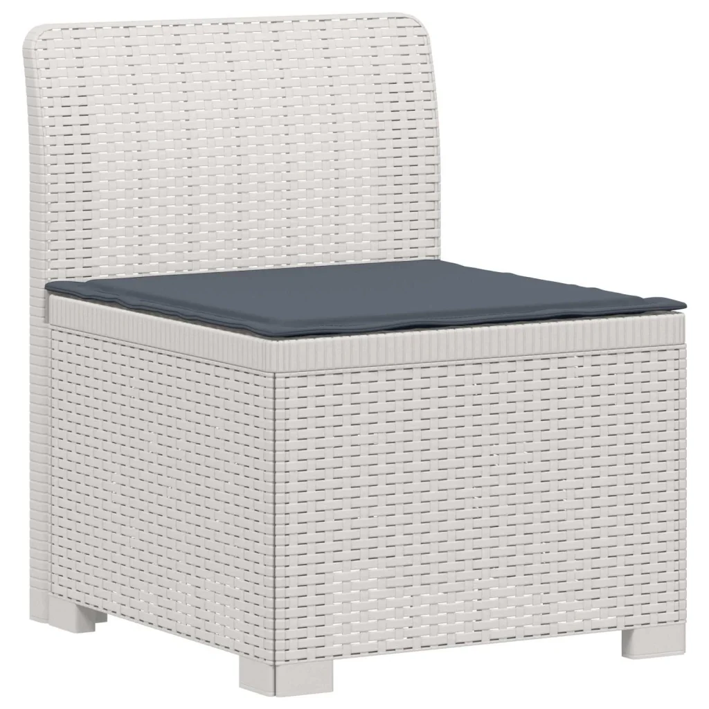 Divano da giardino 4 posti con cuscini aspetto rattan PP Bianco 3444009 - Image 2
