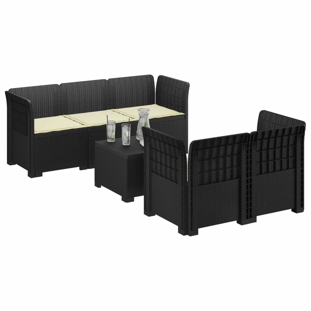 Divano da Giardino 5 Posti con Cuscini Stile Rattan PP 3443890 - Image 2
