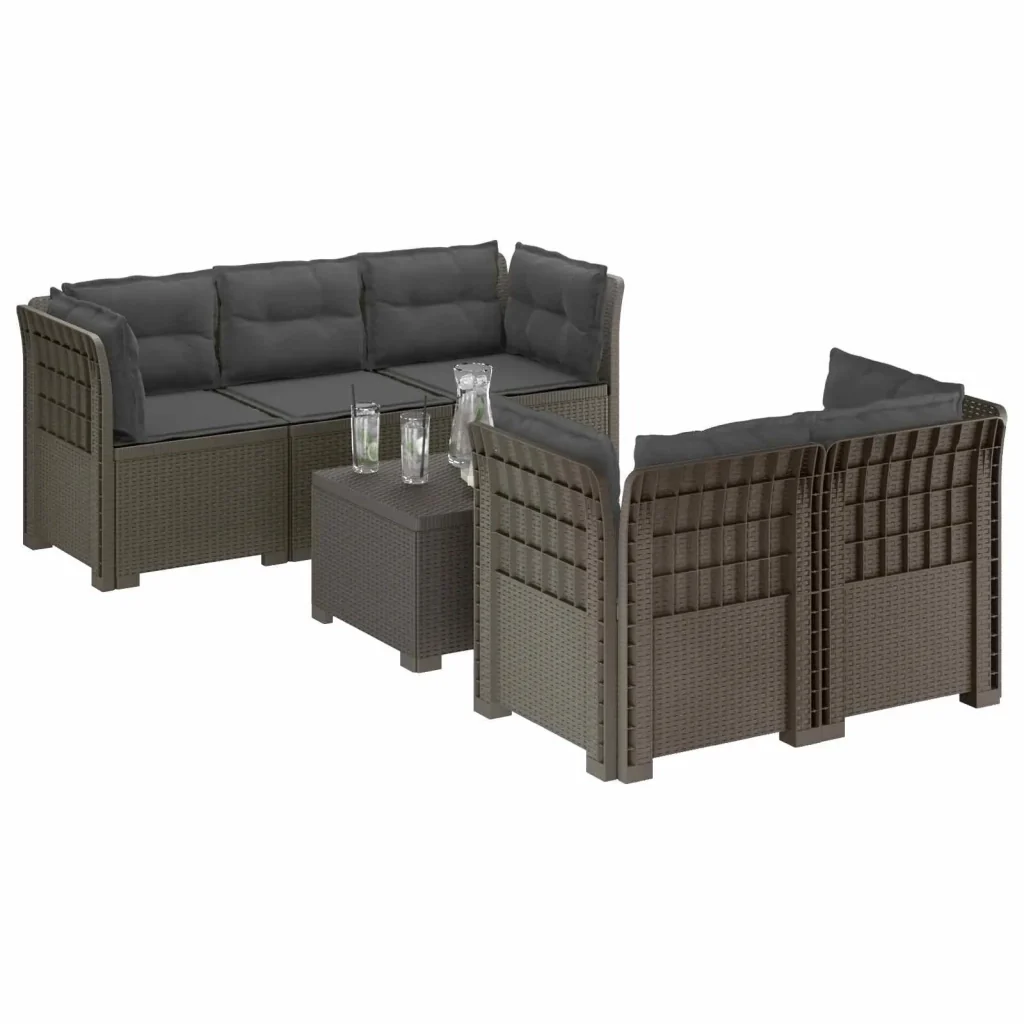 Divano da Giardino 5 Posti con Cuscini Stile Rattan PP 3443919 - Image 2
