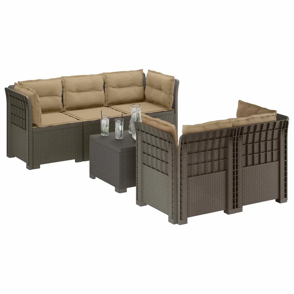 Divano da Giardino 5 Posti con Cuscini Stile Rattan PP 3443920 - Image 2