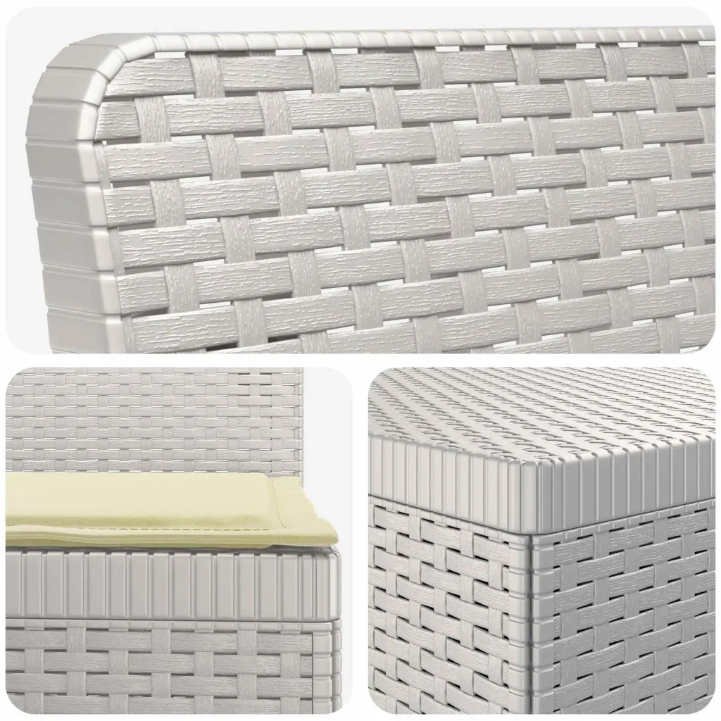 Divano da Giardino 5 Posti con Cuscini Stile Rattan PP Bianco 3443898 - Image 6