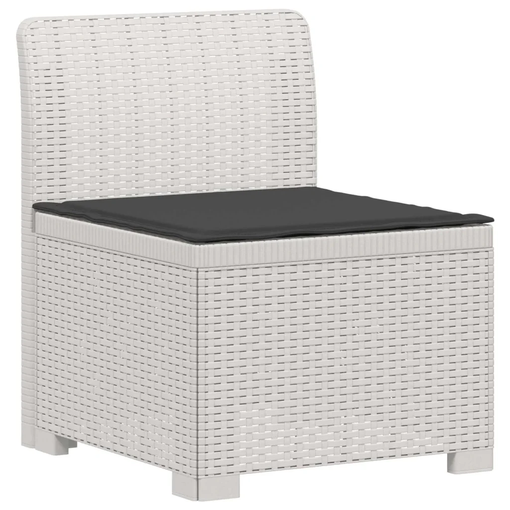 Divano da Giardino 5 Posti con Cuscini Stile Rattan PP Bianco 3443899 - Image 3