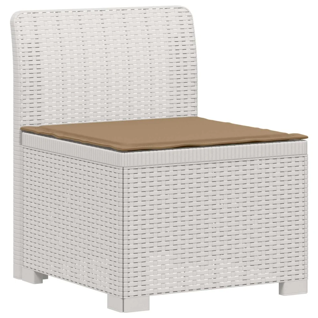 Divano da Giardino 5 Posti con Cuscini Stile Rattan PP Bianco 3443900 - Image 2