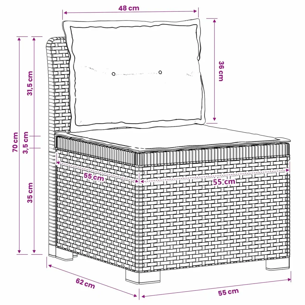 Divano da Giardino a 1 Posto con Cuscini Aspetto Rattan PP 8011796 - Image 9