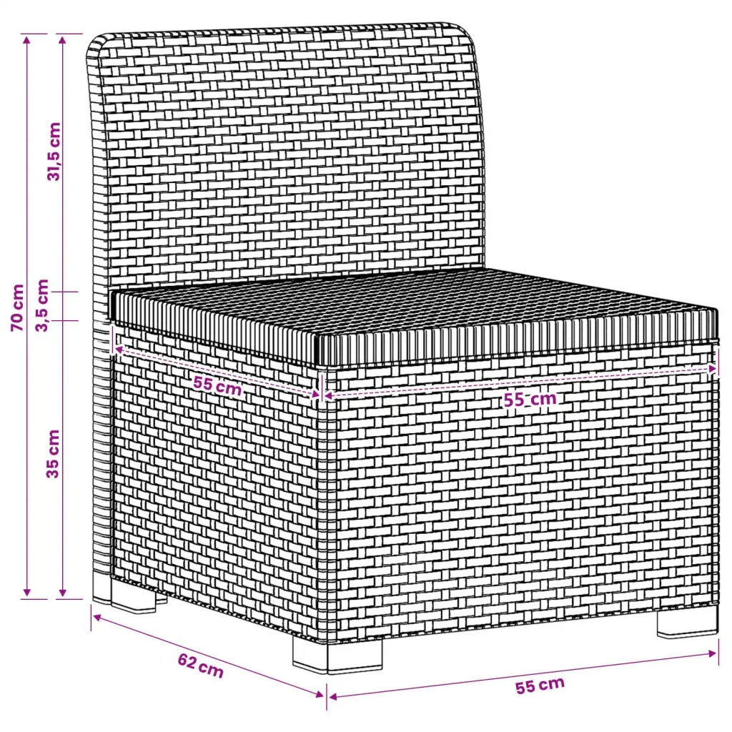 Divano da Giardino a 1 Posto con Cuscino Aspetto Rattan PP 8011795 - Image 9