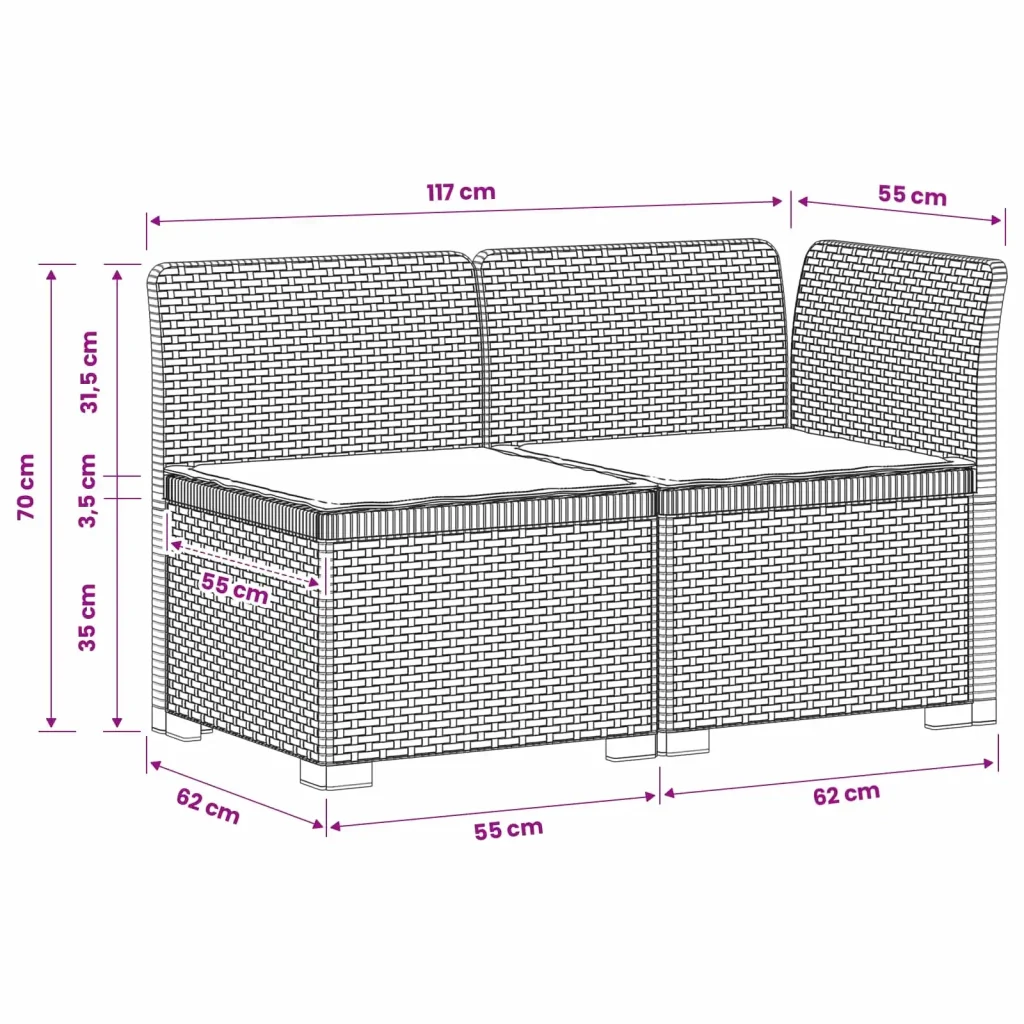 Divano da Giardino a 2 Posti con Cuscini Aspetto Rattan PP 8011937 - Image 9